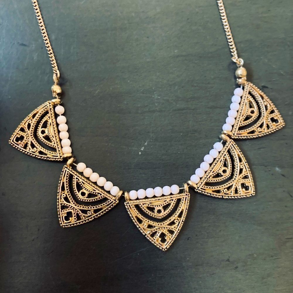 NWT Boho Rose Gold Pennant Necklace